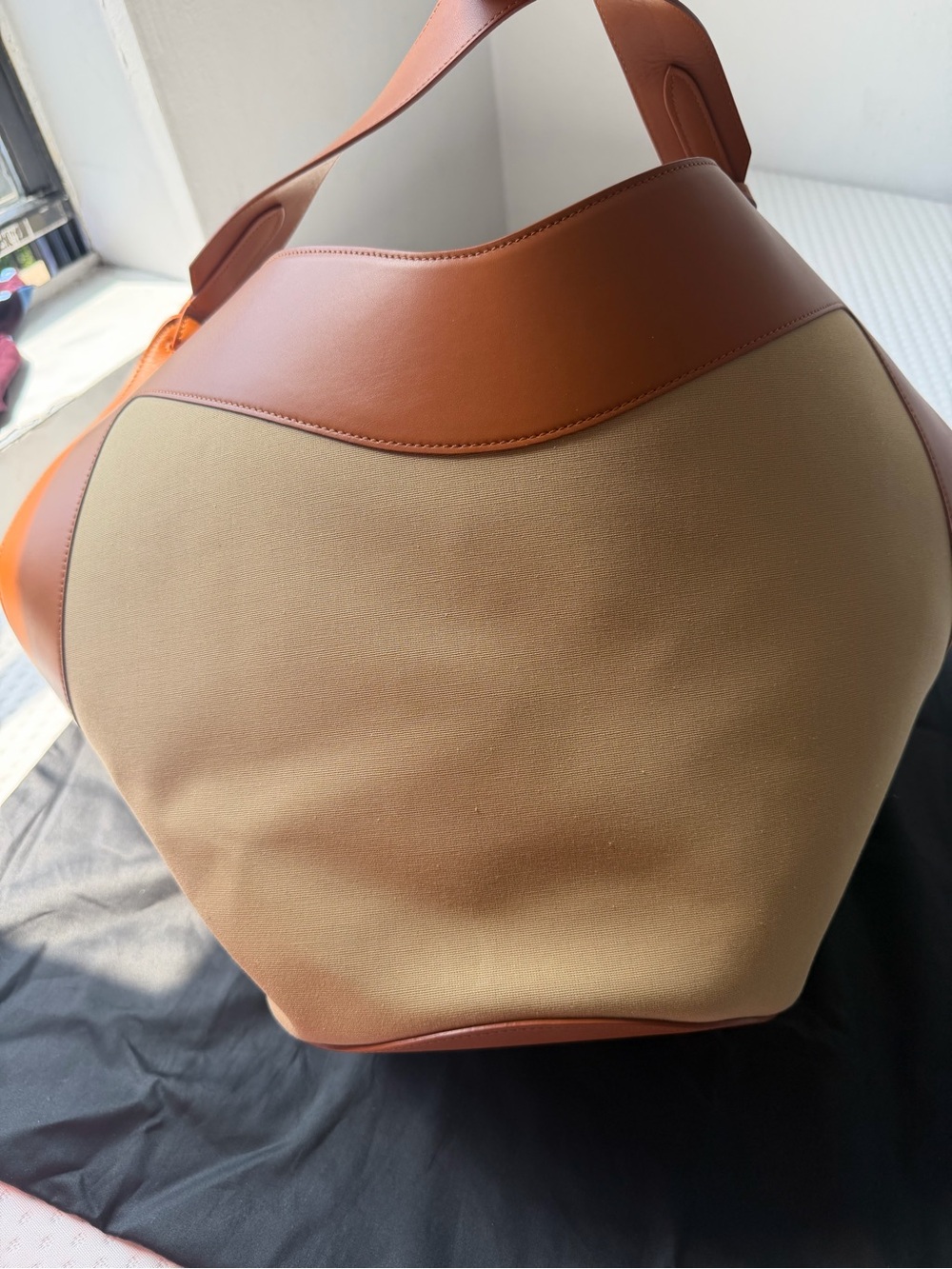 NEW KHAITE Medium Lotus Tote Honey Tan Leather Canvas Shoulder Bag purse $2700 - Picture 13 of 14
